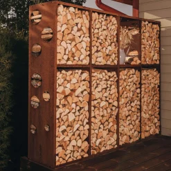 Vedförvaring GrillSymbol Cortenstål Wood-Wall-L