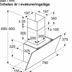 Vägghängd Köksfläkt Siemens iQ100 LC85KDK60 Svart