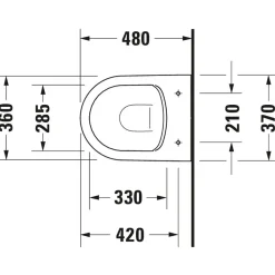 Vägghängd Toalettstol Duravit ME by Starck Rimless 253009 utan Toalettsits