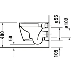 Vägghängd Toalettstol Duravit ME by Starck Rimless 253009 utan Toalettsits