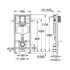 Vägghängd Toalettstol Geberit iCon Rimfree 3575 med Grohe Rapid SL 113 cm