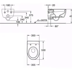 Vägghängd Toalettstol Geberit iCon Rimfree 3575 med Grohe Rapid SL 113 cm