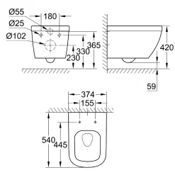 Vägghängd Toalettstol Grohe Euro Ceramic 39328