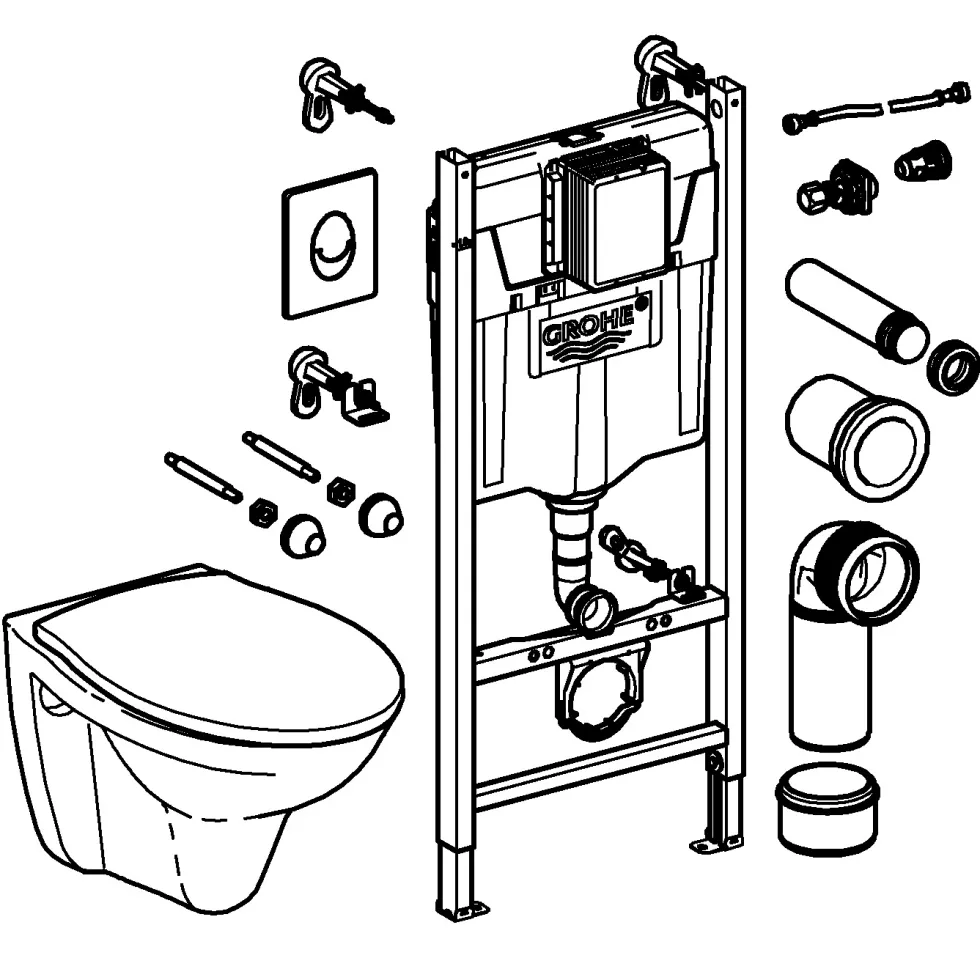 Vägghängd Toalettstol Grohe Solido SL Set 4in1 Komplett