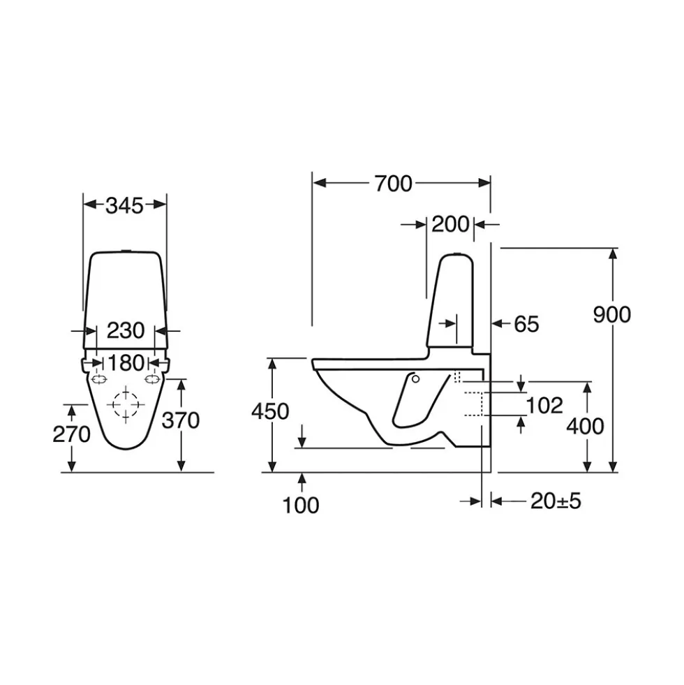 Vägghängd Toalettstol Gustavsberg Public 6600 C+ Hygienic Flush
