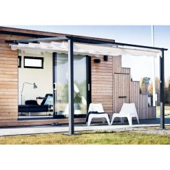 Väggpergola Jabo 4x4m Pergolatak, Grå med Segelduk