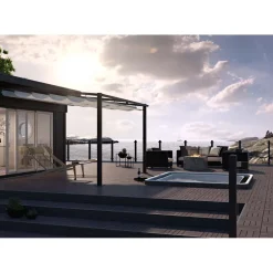 Väggpergola Jabo 4x4m Pergolatak, Grå med Segelduk