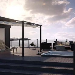 Väggpergola Jabo 4x4m Pergolatak, Grå med Segelduk