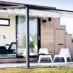 Väggpergola Jabo 4x4m Pergolatak, Grå med Segelduk