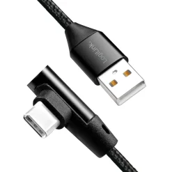 Vinklad USB-C-kabel LogiLink USB 2.0 Max 3A 1 m