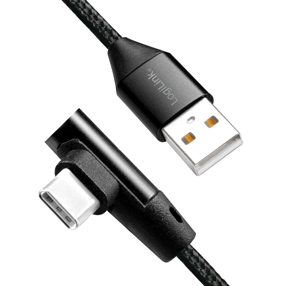 Vinklad USB-C-kabel LogiLink USB 2.0 Max 3A 1 m