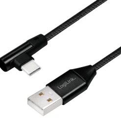 Vinklad USB-C-kabel LogiLink USB 2.0 Max 3A 1 m