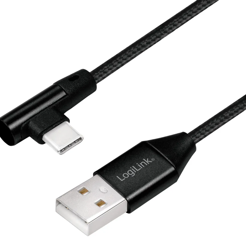 Vinklad USB-C-kabel LogiLink USB 2.0 Max 3A 1 m