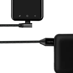 Vinklad USB-C-kabel LogiLink USB 2.0 Max 3A 1 m
