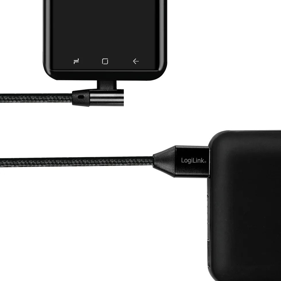 Vinklad USB-C-kabel LogiLink USB 2.0 Max 3A 1 m