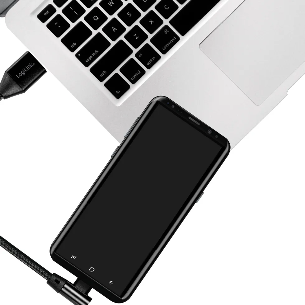 Vinklad USB-C-kabel LogiLink USB 2.0 Max 3A 1 m