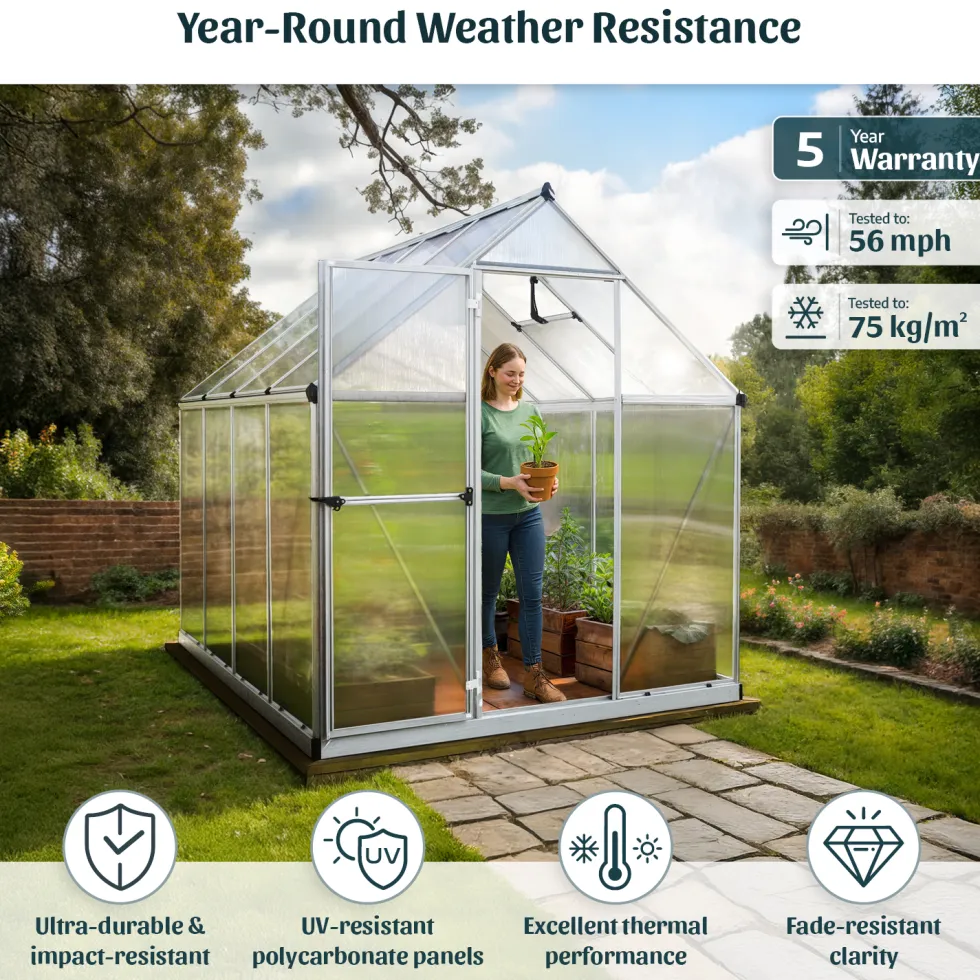 Växthus Canopia by Palram Mythos Aluminiumram med UV-Skyddad Polykarbonat & Ventilationsfönster, 7,9 m²