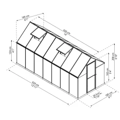 Växthus Canopia by Palram Mythos Aluminiumram med UV-Skyddad Polykarbonat & Ventilationsfönster, 7,9 m²