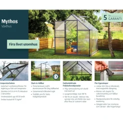 Växthus Canopia by Palram Mythos Aluminiumram med UV-Skyddad Polykarbonat & Ventilationsfönster, 7,9 m²