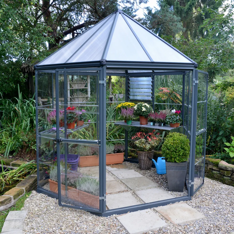 Växthus Canopia by Palram Oasis Hexagonal Aluminiumstomme med UV-Skyddade Polykarbonatpaneler, 6.1 m2