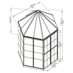 Växthus Canopia by Palram Oasis Hexagonal Aluminiumstomme med UV-Skyddade Polykarbonatpaneler, 6.1 m2