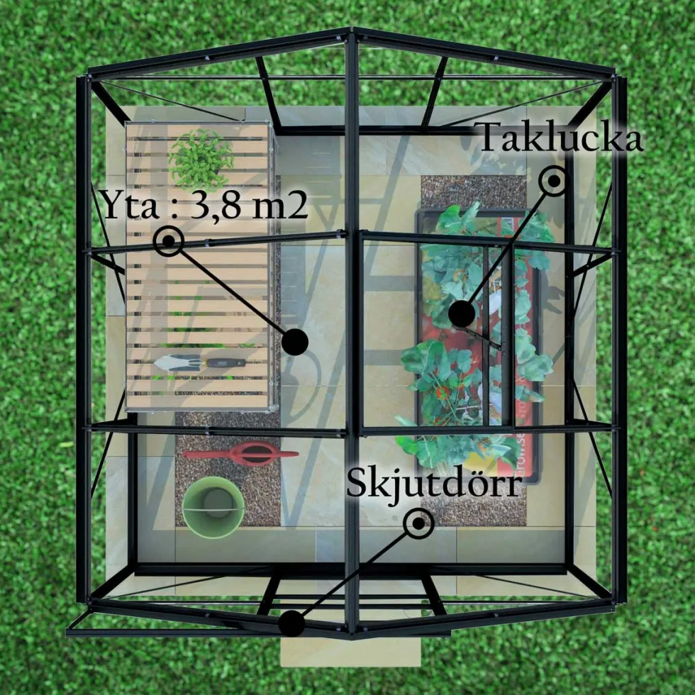 Växthus Glas Lykke Svart