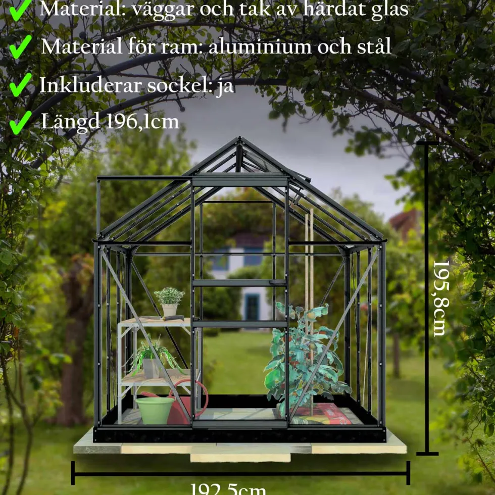 Växthus Glas Lykke Svart