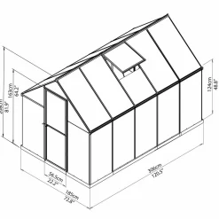 Växthus gop Multi Line Mythos Aluminiumram med UV-Skyddat Polykarbonatglas, 5.7 m²