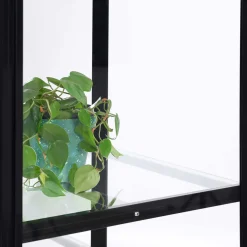 Växthus Metalcraft Svart Rektangulär Odlingsvitrin mot Vägg med Säkerhetsglas, 91x51x157 cm