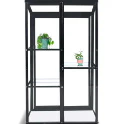 Växthus Metalcraft Svart Rektangulär Odlingsvitrin mot Vägg med Säkerhetsglas, 91x51x157 cm