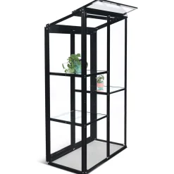 Växthus Metalcraft Svart Rektangulär Odlingsvitrin mot Vägg med Säkerhetsglas, 91x51x157 cm