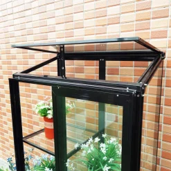 Växthus Metalcraft Svart Rektangulär Odlingsvitrin mot Vägg med Säkerhetsglas, 91x51x157 cm