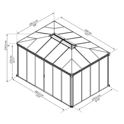 Växthus/Orangeri Canopia by Palram Ledro Aluminiumstomme med UV-Skyddat Glas, Låsbara Dörrar, Grå, 12,7 m²