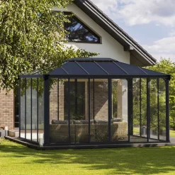 Växthus/Orangeri Canopia by Palram Ledro Aluminiumstomme med UV-Skyddat Glas, Låsbara Dörrar, Grå, 12,7 m²