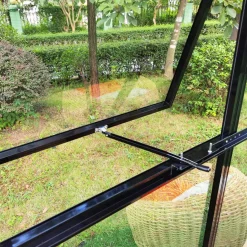Växthus/Orangeri Metalcraft Hexagon Svart Aluminiumstomme med UV-Skyddat & Härdat Säkerhetsglas, 12,6 m²