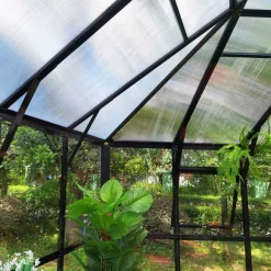Växthus/Orangeri Metalcraft Hexagon Svart Aluminiumstomme med UV-Skyddat & Härdat Säkerhetsglas, 12,6 m²