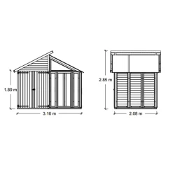 Växthus PLUS Obehandlad Furu med Förråd & Härdat Glas, 6,6 m²