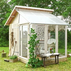 Växthus PLUS Obehandlad Furu med Förråd & Härdat Glas, 6,6 m²