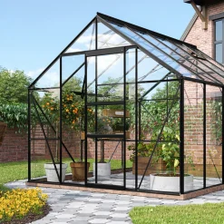Växthus Vitavia Merkur 8300 3mm Härdat Glas Svart Med Sockel