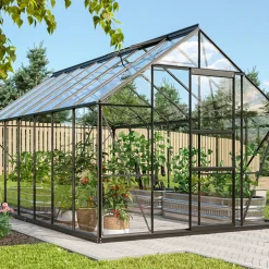 Växthus Vitavia Merkur 11500 3mm Härdat Glas Svart Med Sockel